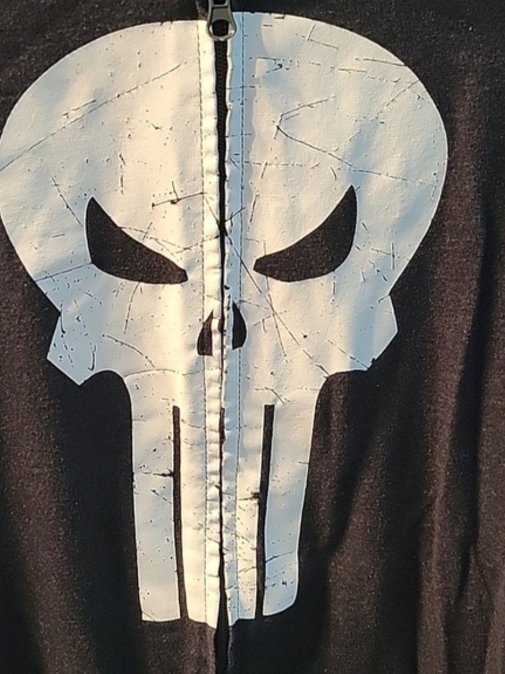 Marvel Black Zip Hoodie with White Punisher Skull